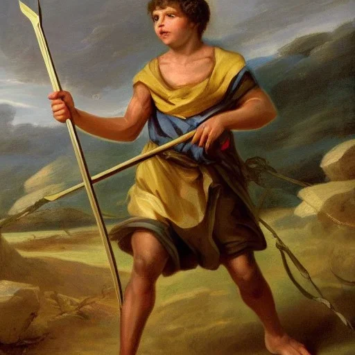  Shepherd Boy David slaying Giant Goliath with his slingshot