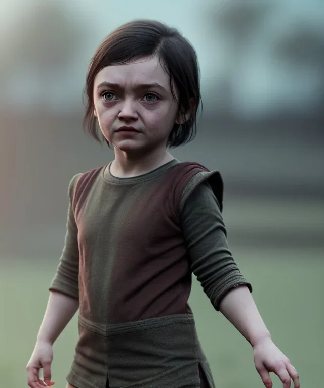 Arya stark toddler, full body, soft skin, dramatic lighting, hyper realistic