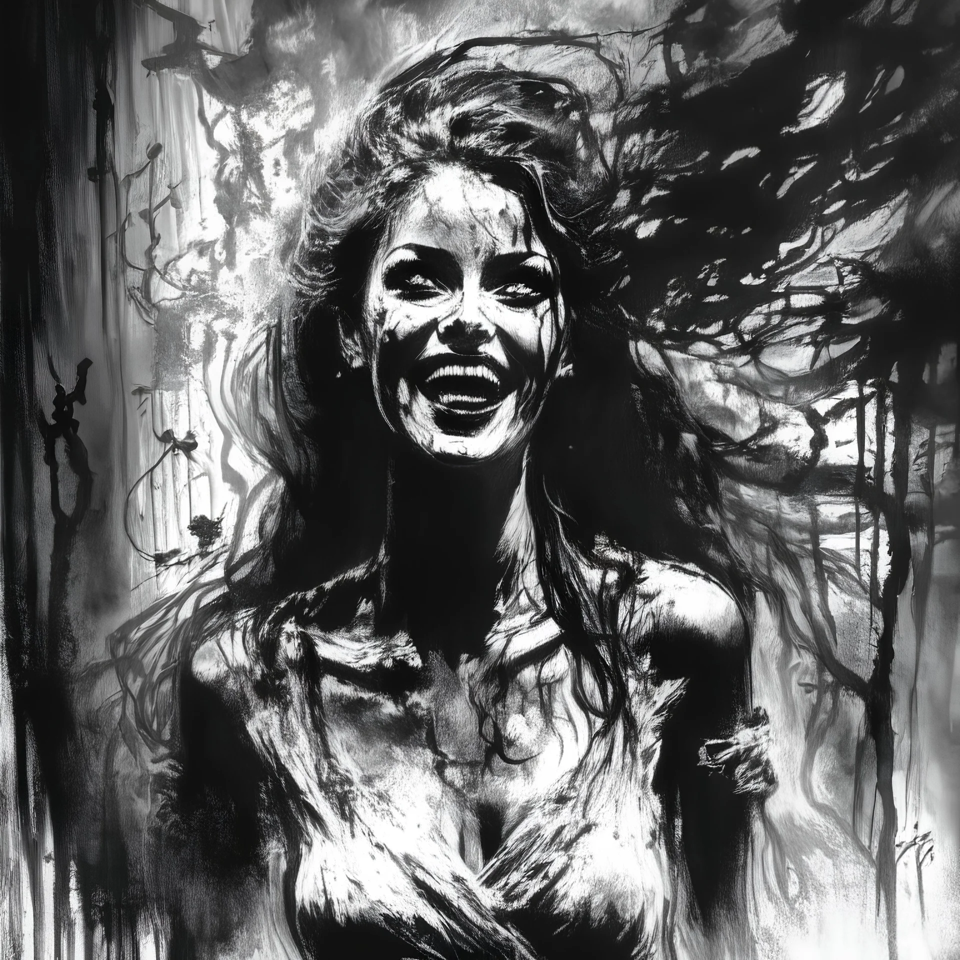 woman smiling, creepy, horrifying, sinister,