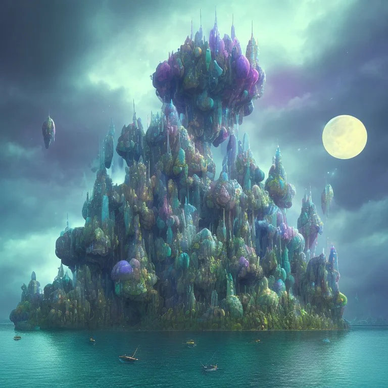 6. Create a surreal and dreamlike landscape with floating islands and colorful skies