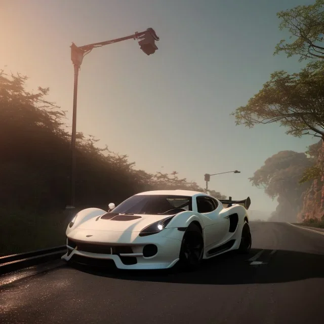 photo of a ultra realistic,hyper car, dramatic light, pale sunrise, cinematic lighting, battered, low angle, trending on artstation, 4k, hyper realistic, focused, extreme details, unreal engine 5, cinematic, masterpiece, art by studio ghibli, intricate artwork by john william turner