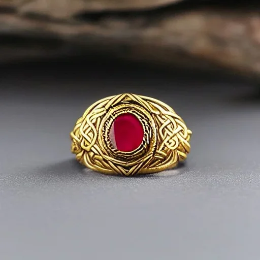 ruby signet ring with braided gold, celtic ring, highly ornate, breathtaking, nordic ring, viking ring, engraved carved band, runes, men's jewellery