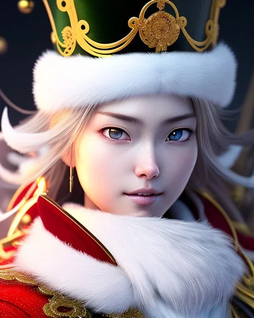 Detailed cute happy anime Kunoichi Christmas snowman, Christmas colours, intricate details, full body portrait, keep head in frame, slight smile, black Japanese motif, concept art, highly detailed, digital painting, concept art, sharp focus, illustration, art by Yoji Shinkawa, WLOP and greg rutkowski and alphonse mucha and artgerm and yanjun Chen and Junji ito and Makoto Shinkai, HDR, octane render