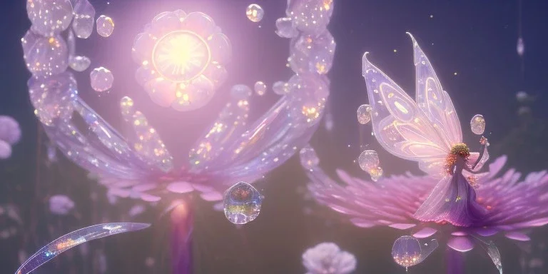 crystal subtle flower in a galactic ambiance beautiful fairy, transparent, delicate colors, in the foreground, full of details, smooth，soft light atmosphere, light effect，vaporwave colorful, concept art, smooth, extremely sharp detail, finely tuned detail, ultra high definition, 8 k, unreal engine 5, ultra sharp focus