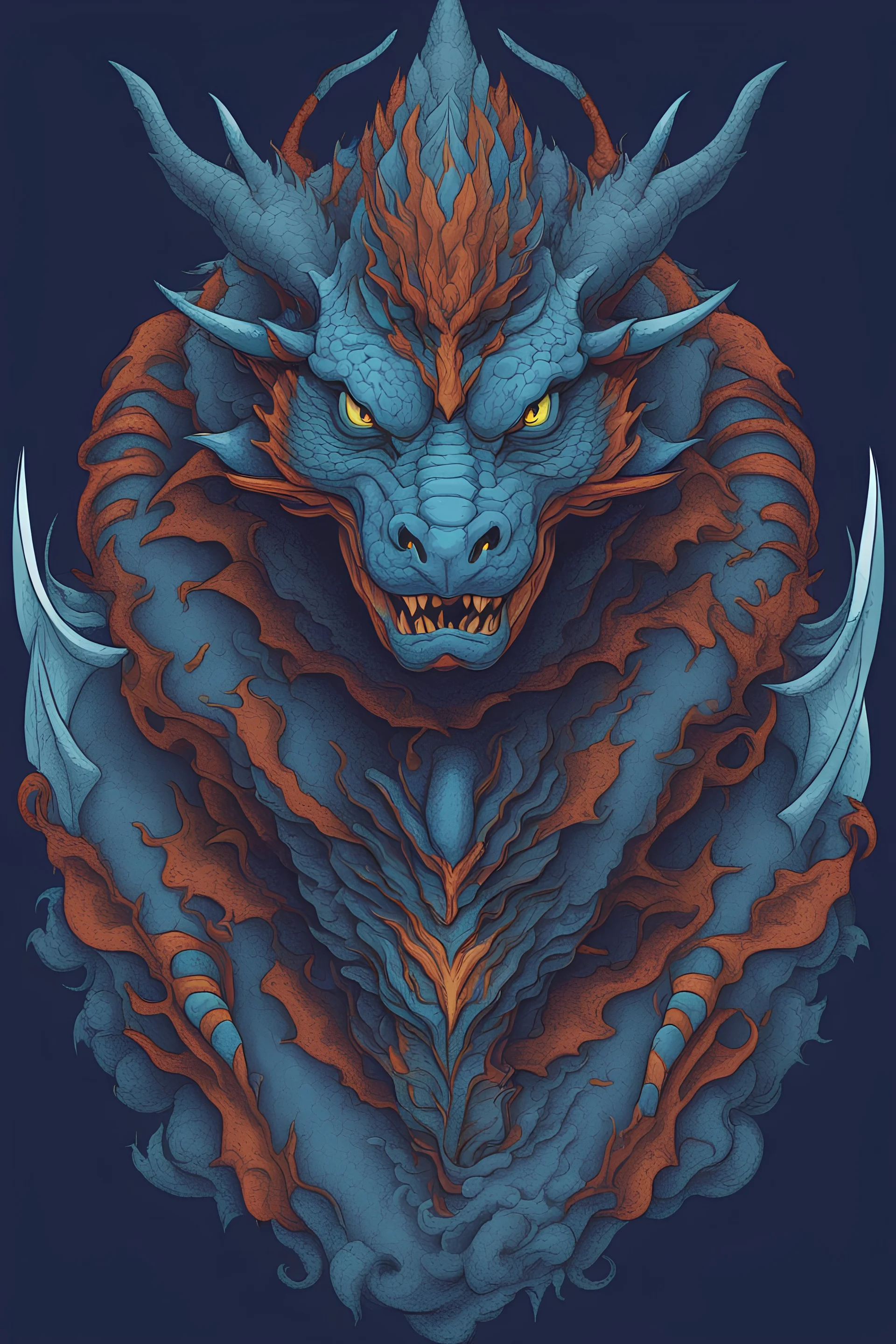 Vector Graphic for t-shirt print showing blue dragon