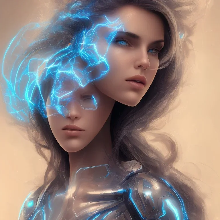 cyberblue, head, women, portrai, tron