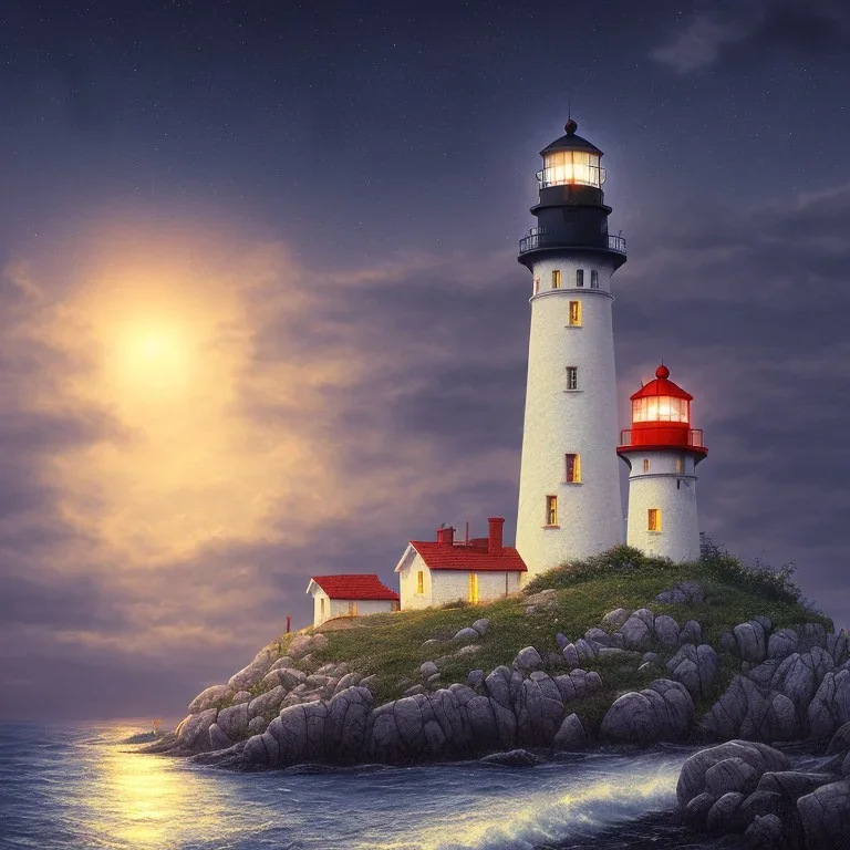 scenery lighthouse by night