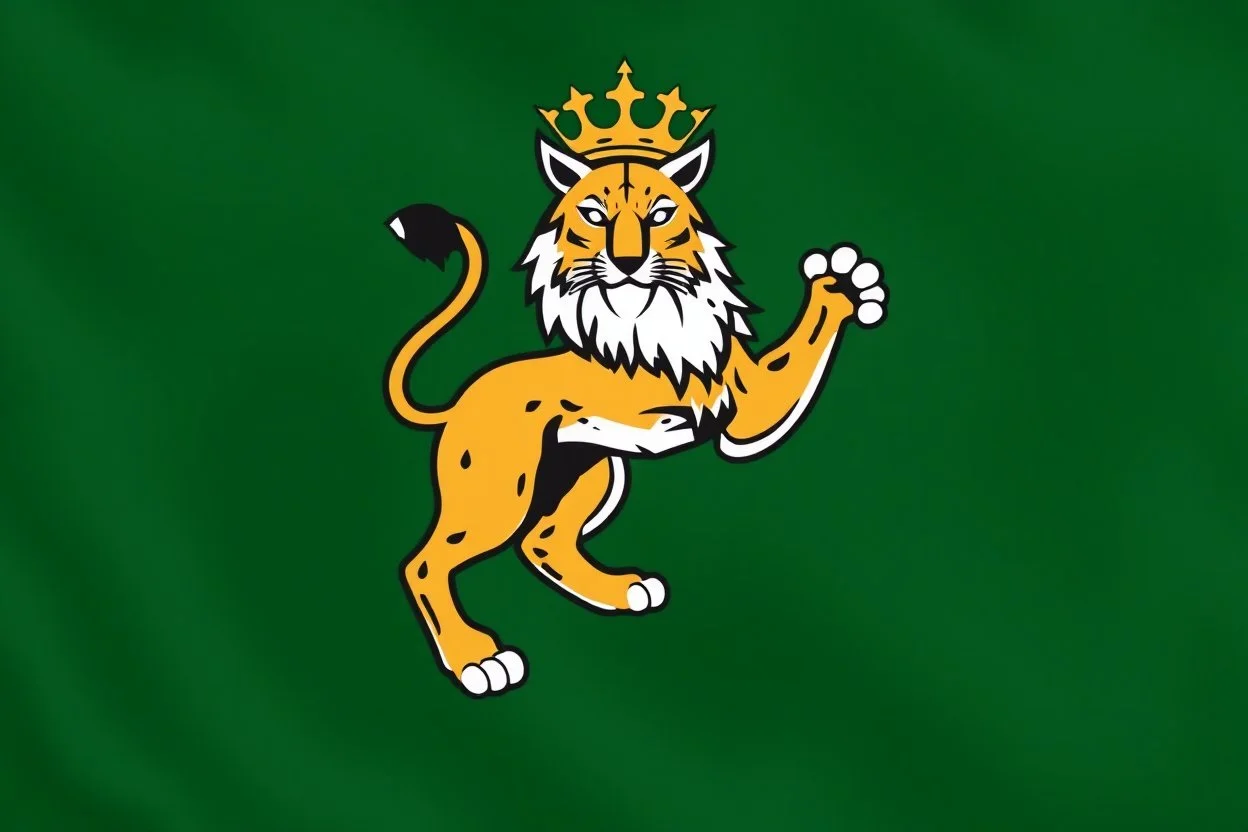 a lynx in a royal lion position like on flags or crests, vector
