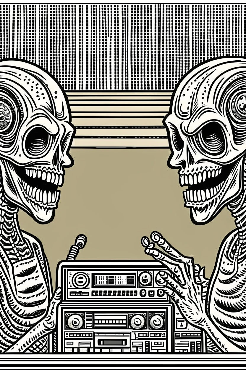 Banner for the Facebook page of a metal radio show where a radio host and a radio host stared at each other.