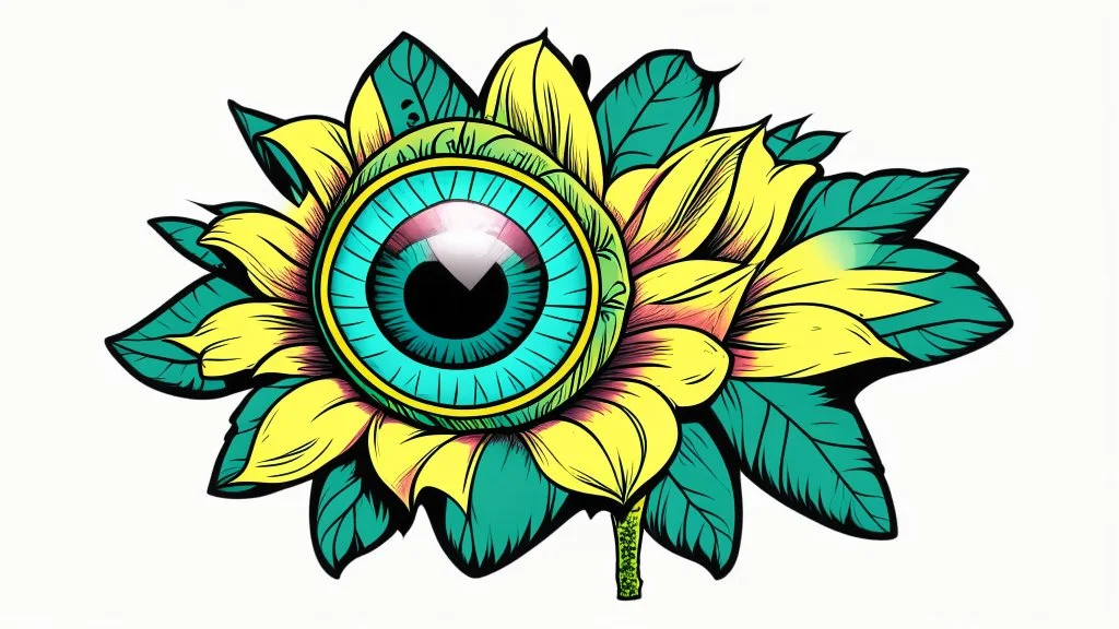 comic style flower with eye in the middle