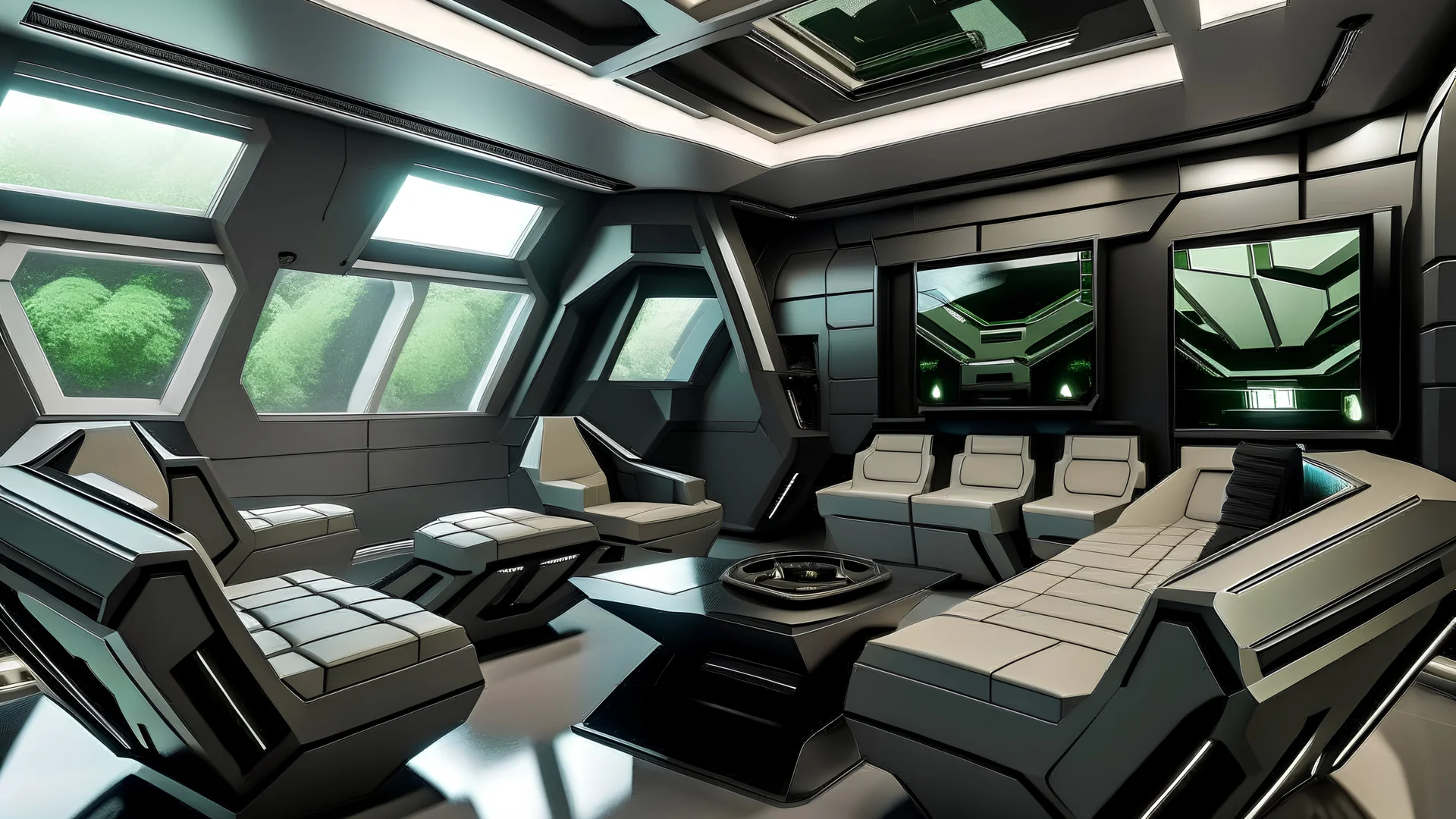 interior inspired by millitary tank with futuristic design