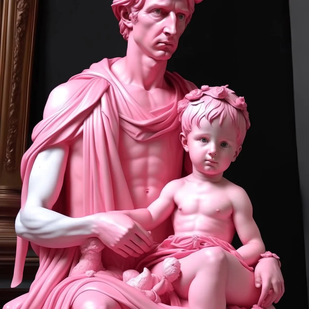 Neoclassicism pink young Man with child realistic