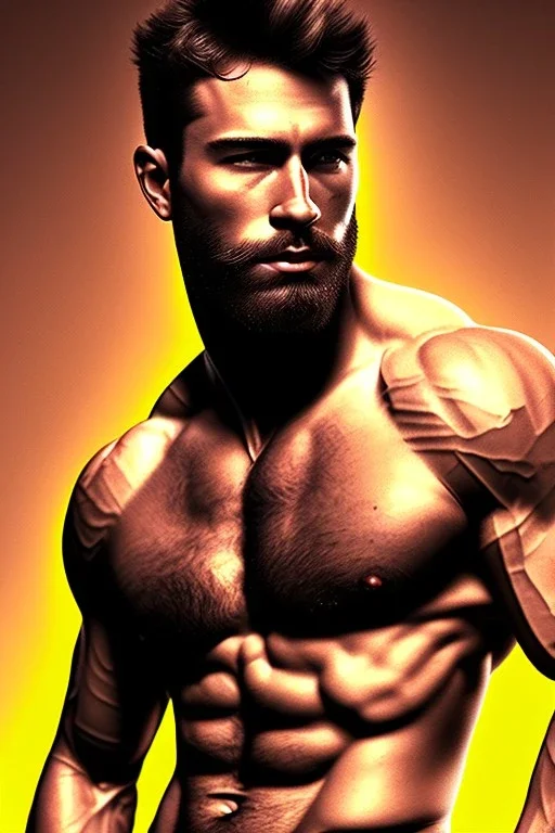 Ignore NSFW, teenager young rugged attractive slightly muscular fantastic handsome man, red briefs with yellow belt, hairy chest, (((visibly pisssing))) briefs, large erect visible boner peniss, photorealistic, artist Jay Anacleto, soft lighting, scruffy beard