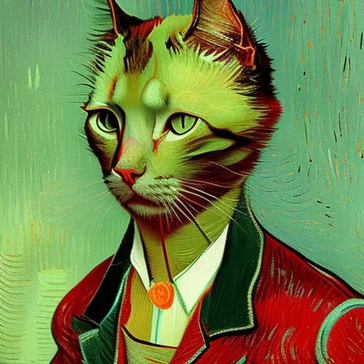 Portrait of a cat by Van Gogh