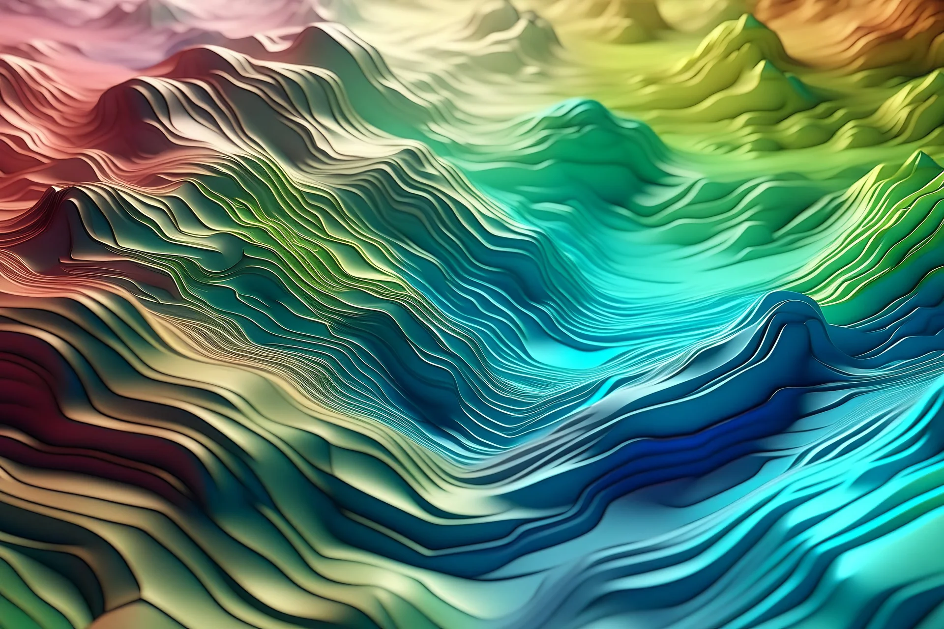 Colorado topographic digital background, A light colored surface, in the style of fluid glass sculptures, octane render, rainbowcore, hyperrealistic precision, transparent/translucent mediu