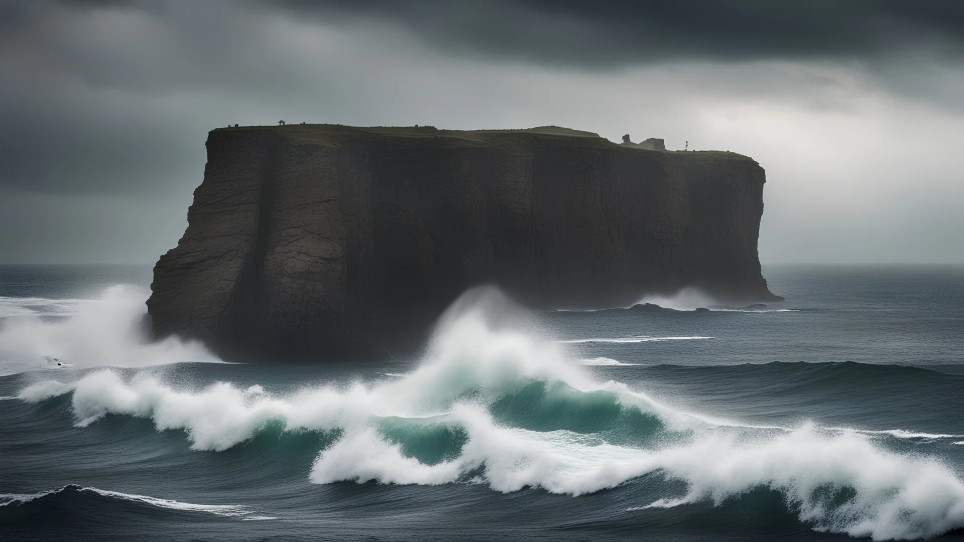 ominous cliff rough sea