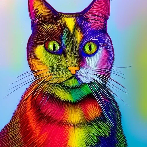 a multicolored glass cat