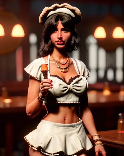 waitress woman with muppet mask that covers her entire head, concept art, retro style, smooth, unreal engine 5, god lights, ray tracing, RTX, lumen lighting, ultra detail, volumetric lighting, 3d.