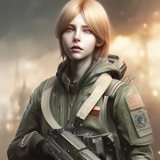 in the style of "left alive", realistic female anime character, in action, beautiful, 25 years old, water color painting, trending on artstation, sharp focus, studio photo, intricate details, highly detailed, in the style of greg rutkowski