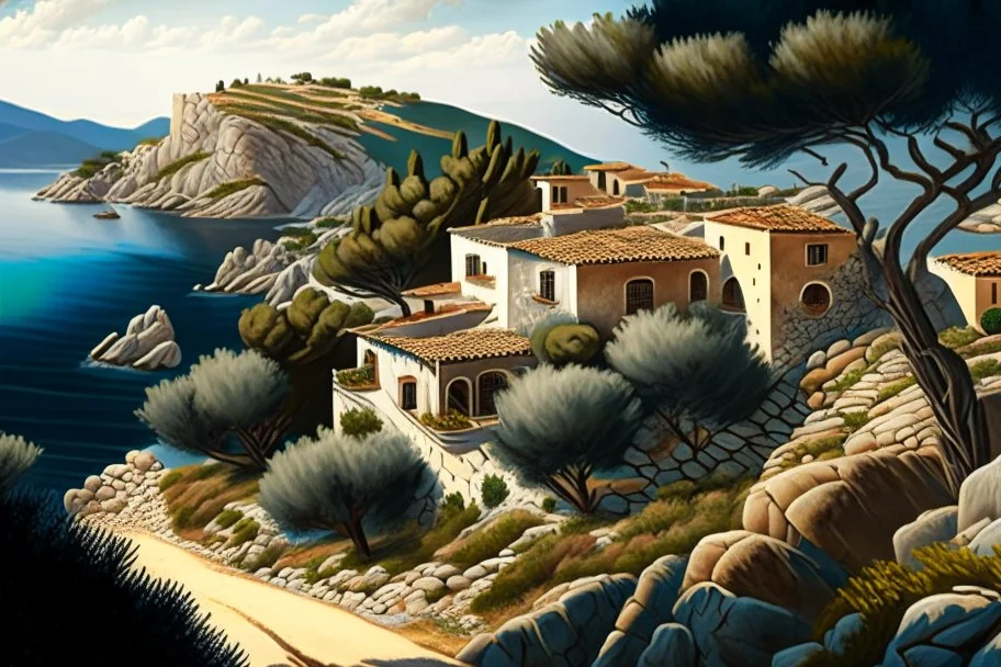 landscape, Greece, detailed