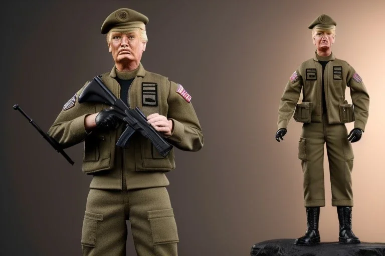 G.I. Joe doll soldier Donald Trump, gun,boots, beret, high definition