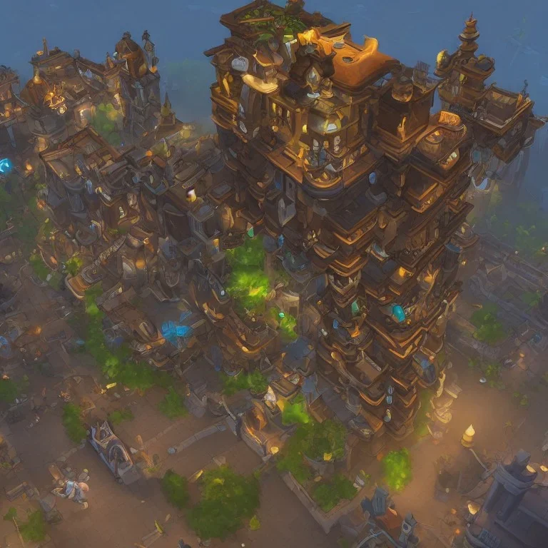 Torchlight 2 architecture concept in overwatch，vertical view