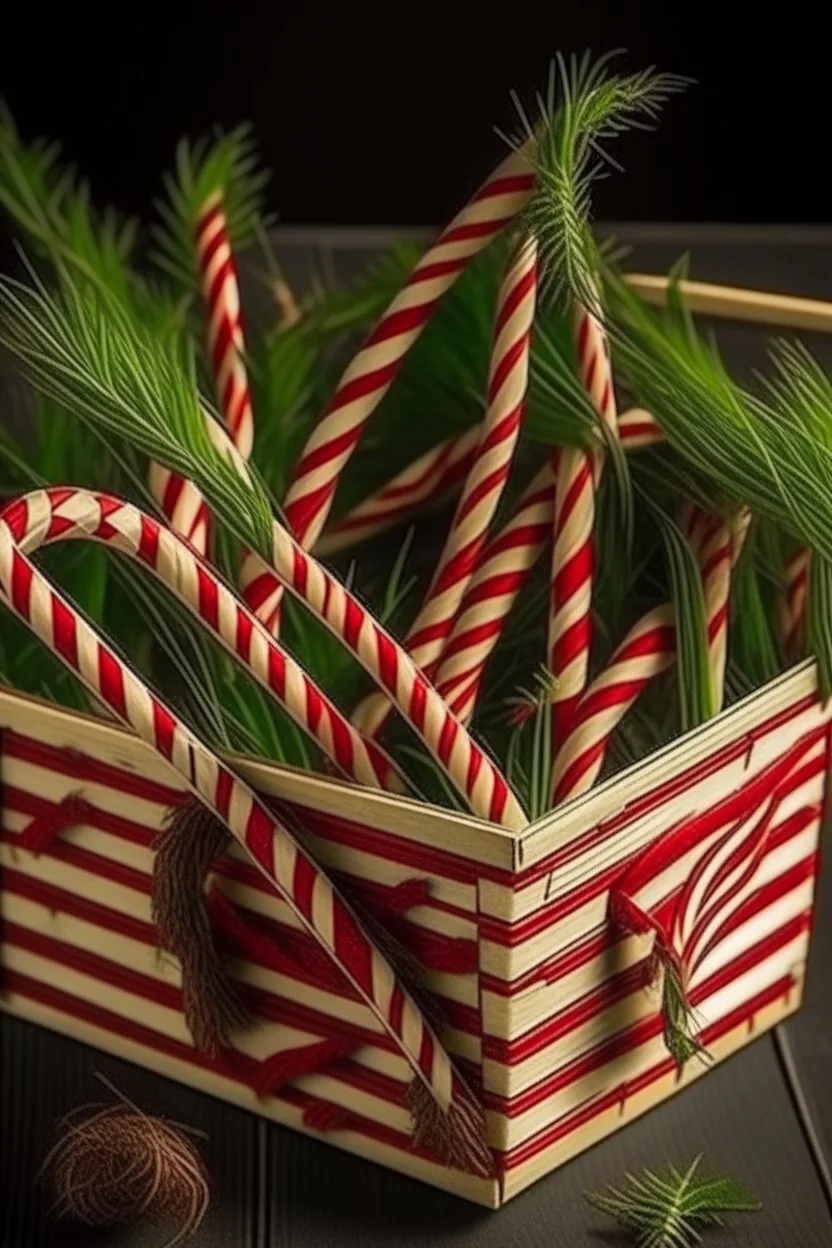 christmas candy canes in a seald box