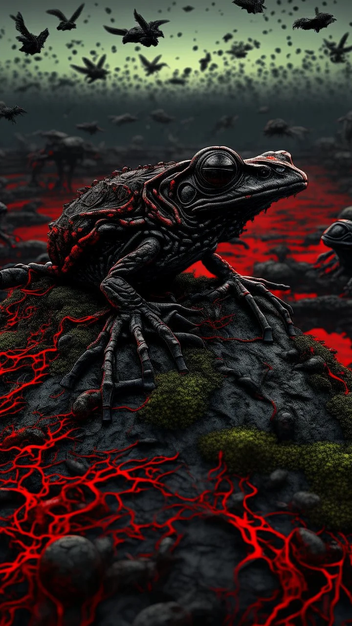 A frog black vein, human veins, mixing together a lot of them, like a forest, big and small veins a lot of them,