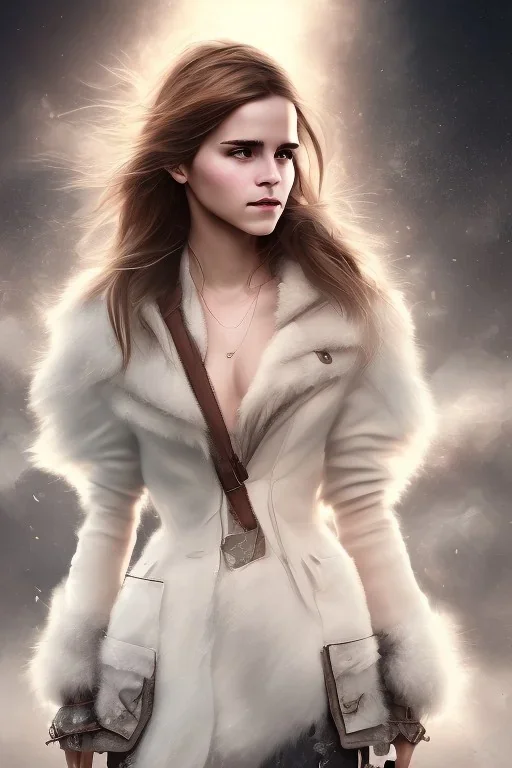 full body, emma watson identify face, leather clothing , big busty , pintura, ,details,texture,8k quality, florest, Minimalism, Romanticism, Expressionism, Impressionism