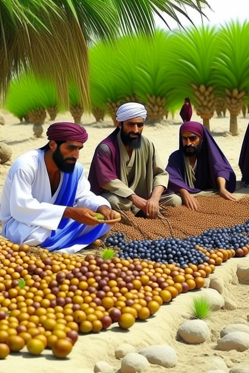 People are collecting date fruit in Panjgur Balochistan. Date harvrdting session.