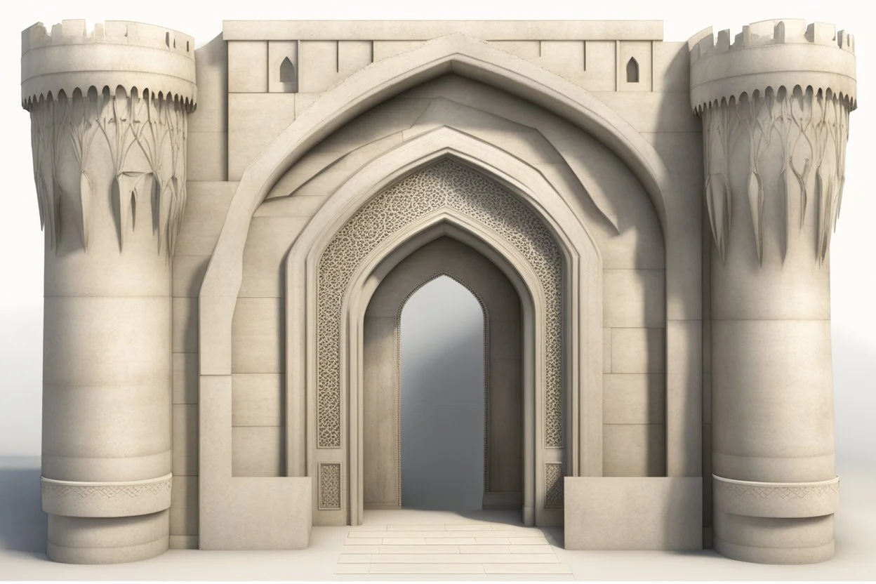 a gothic_arab gate in a cerussite wall