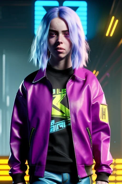 Billie Eilish, cyberpunk2077, booty, photorealistic, 2k