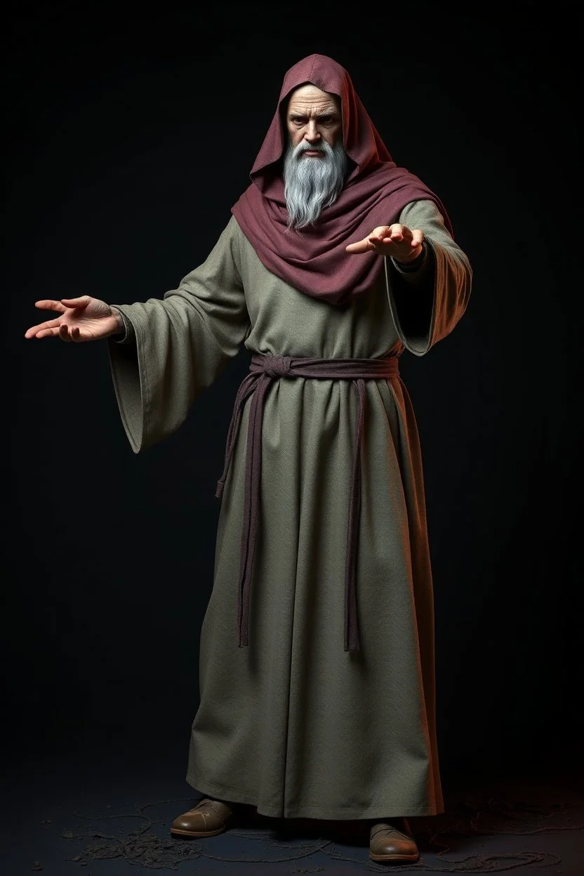 russian monk for a horror , silent hill style, 3d model, t-pose, full length, a pose