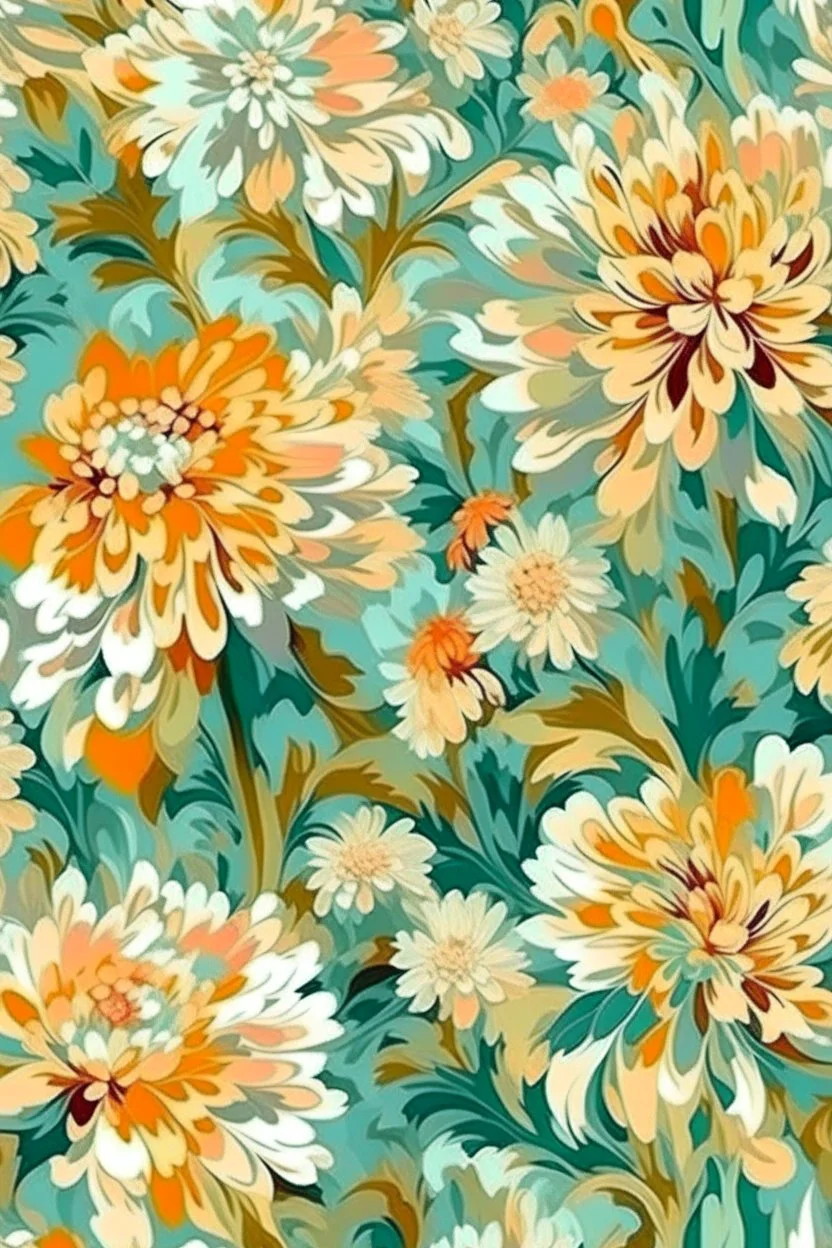 flowers floral pattern in the style of Claude Monet 3d