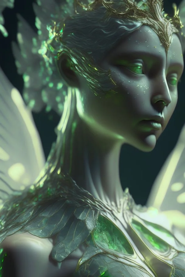 transparent olivine marble beauty queen Seraph, high detail, 8k, cinematic, depth of field, art