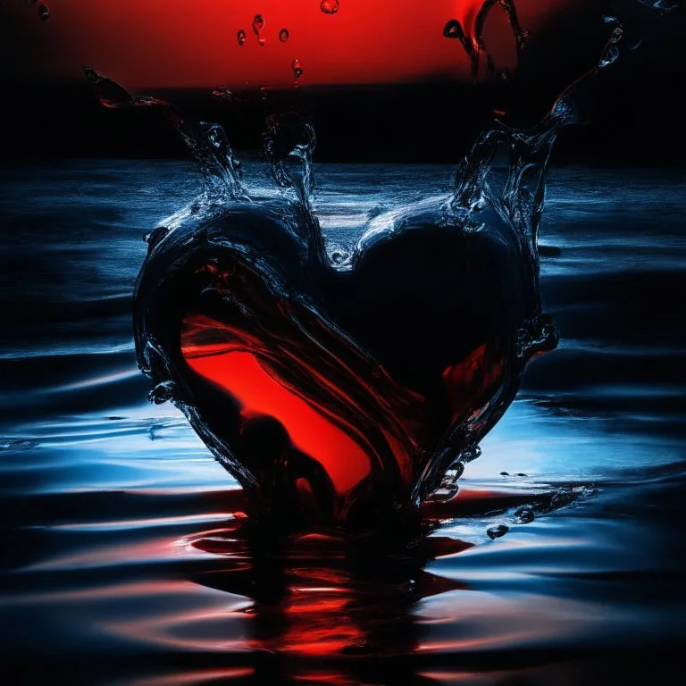 electric heart black and red water