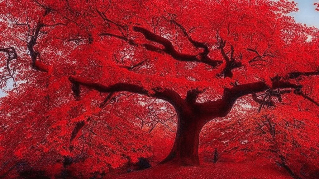 red tree, highly detailed, boutyfull desktop wallpaper