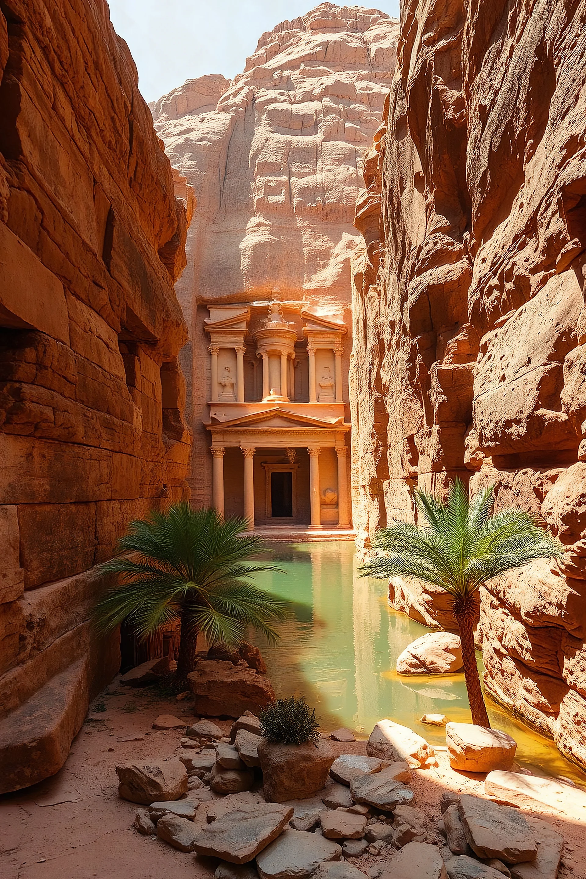 Ancient Egypt’s Hidden Oasis, raw foto, natural colors, dynamic light and shadow, very detailed scene with intricate details,