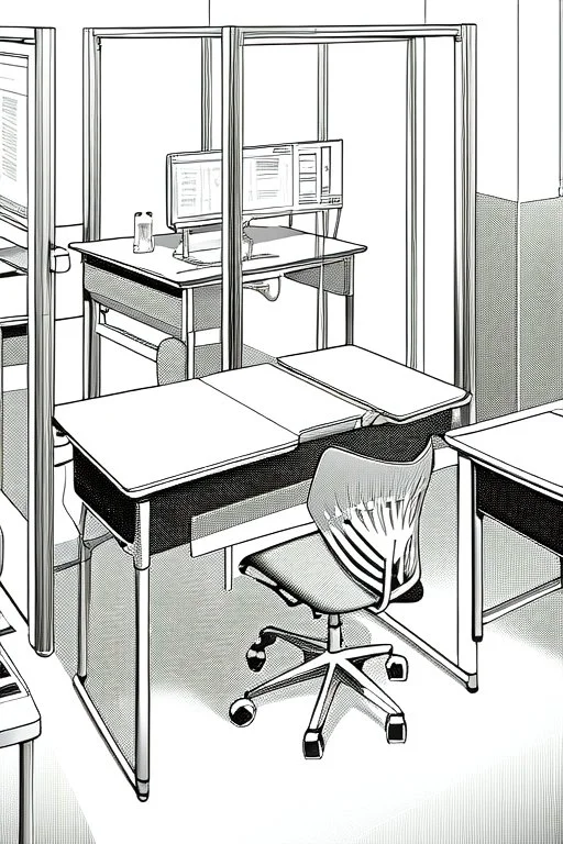 hospital desk, greyscale