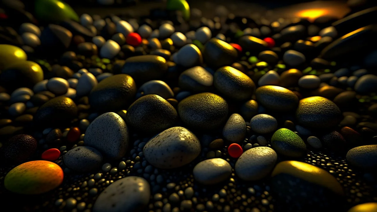 hundreds of pebbles and stones, asteroid, clustered, abstract, intricate details, RTX, matt, soft lighting, 135mm, photorealistic, no bokeh, good depth of field, in focus