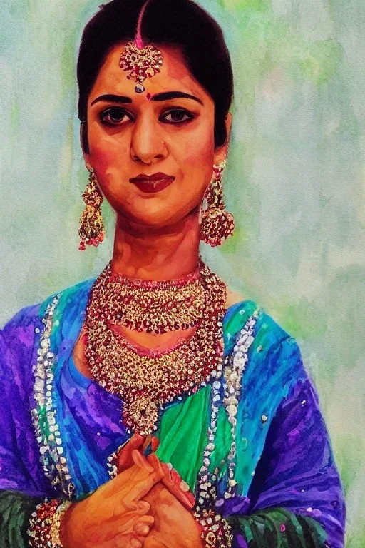 Portrait lady, full body shot, full-color medium shot Bollywood