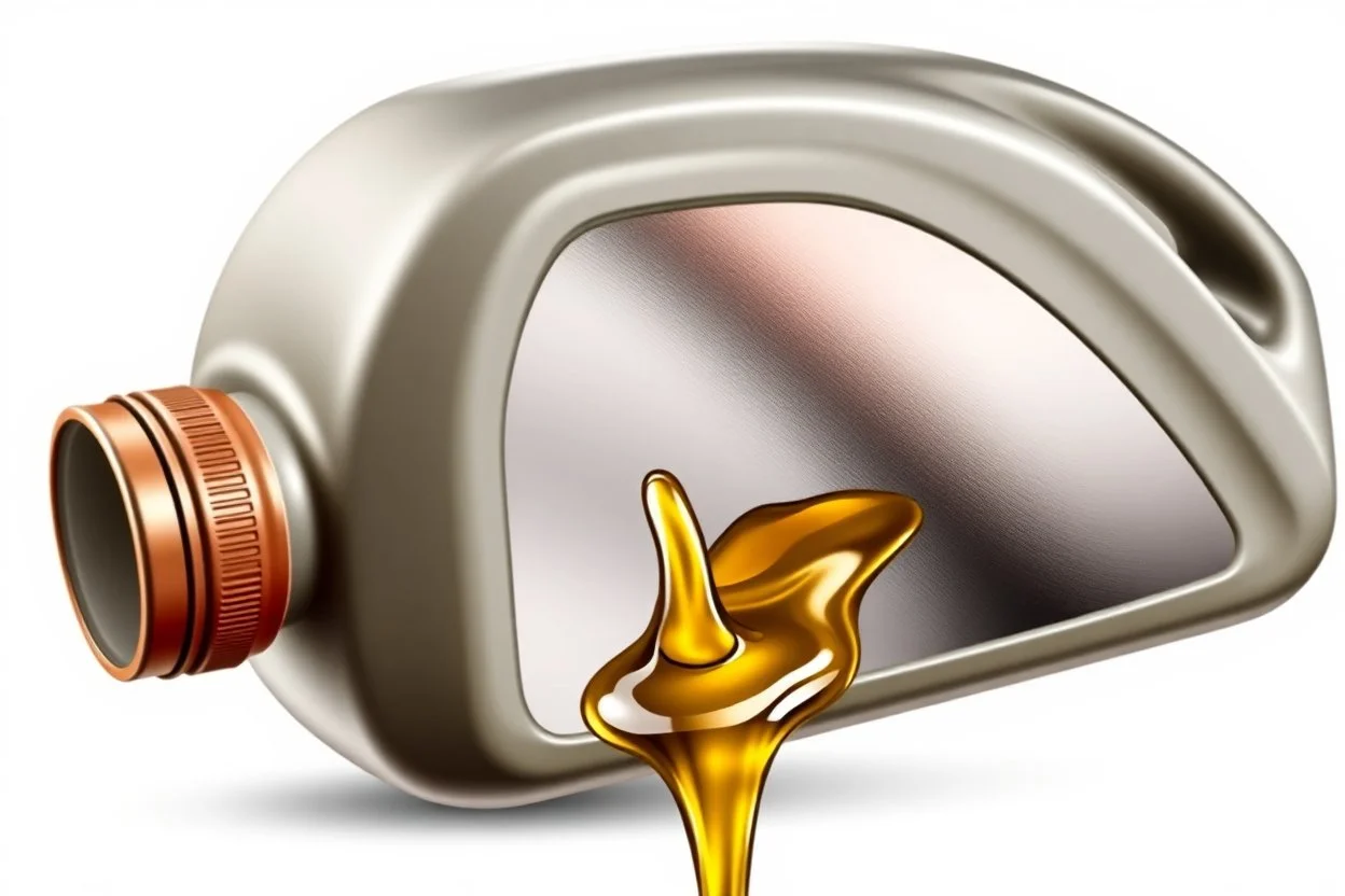 bottle(plastic bottle of motor oil) floating on side pouring oil out of the opening. white background, Smooth vector