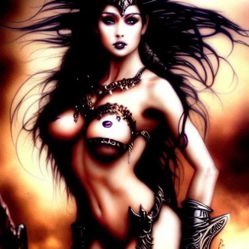 Epic full body picture portrait of busty atletic young beautiful Dejah Thoris Luis Royo styles