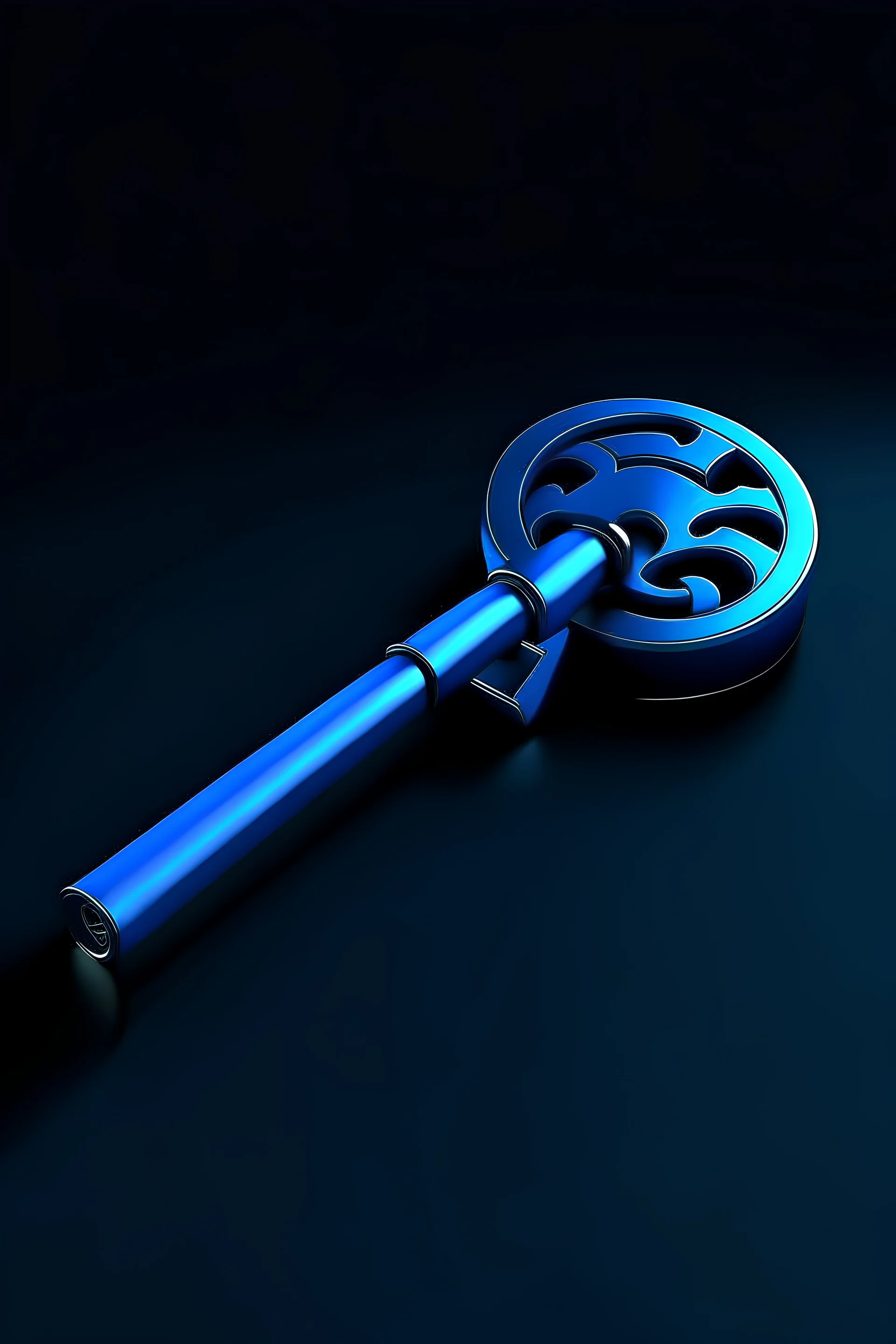 3d key with a dark background combined with strong blue color