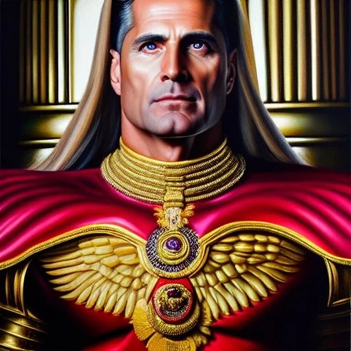 Ultra detailed fullbody Portrait in oil on canvas of Sanguinius wearing armor,extremely detailed digital painting,ultrarealistic skin,intense stare, extremely detailed face, crystal clear eyes, mystical colors ,perfectly centered image, perfect composition, rim light, beautiful lighting,masterpiece ,8k, stunning scene, raytracing, anatomically correct, in the style of Simon Bisley and uncannyknack and Ohrai Noriyoshi and robert e howard and Steve Jung.