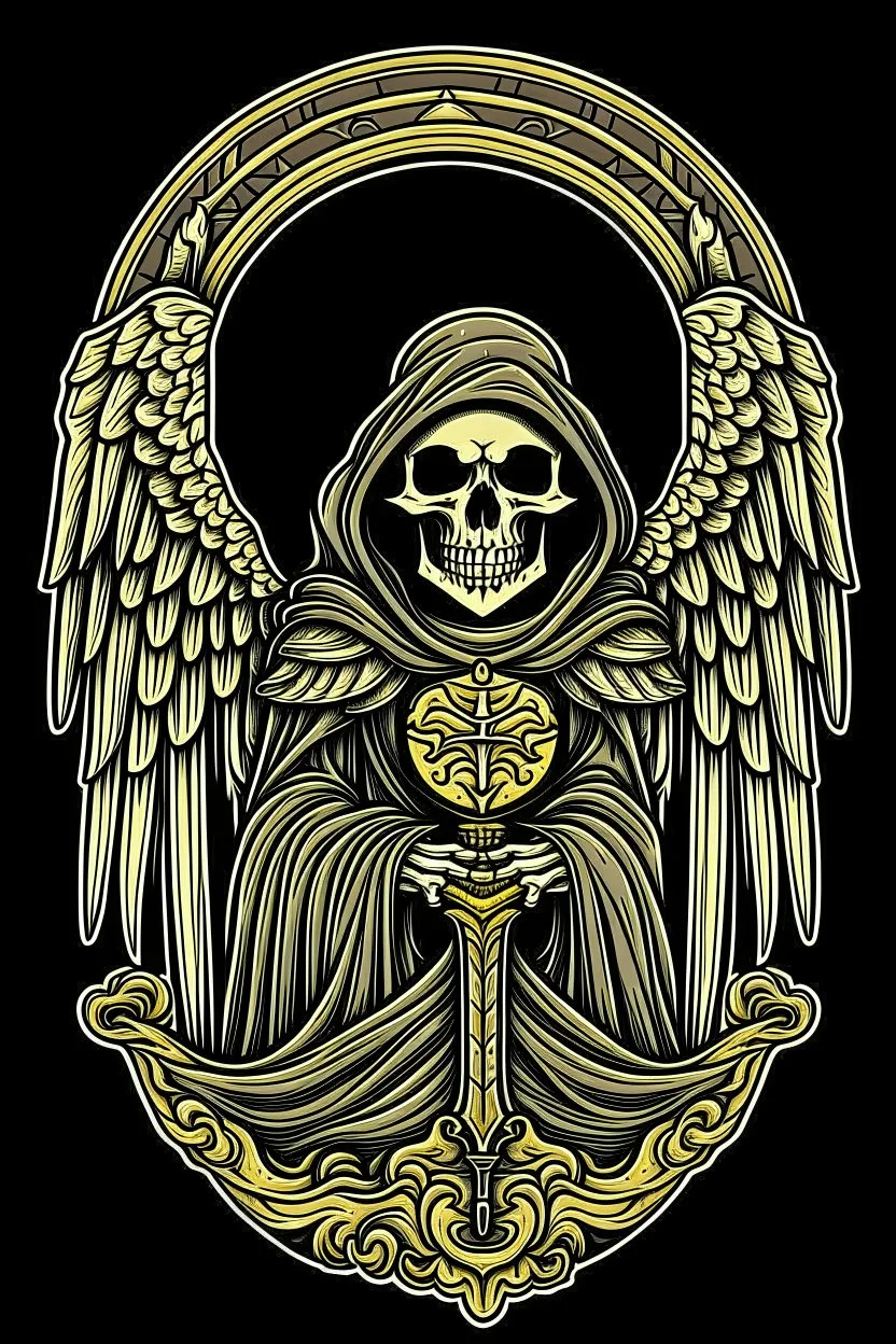 A coat of arms featuring the angel of death