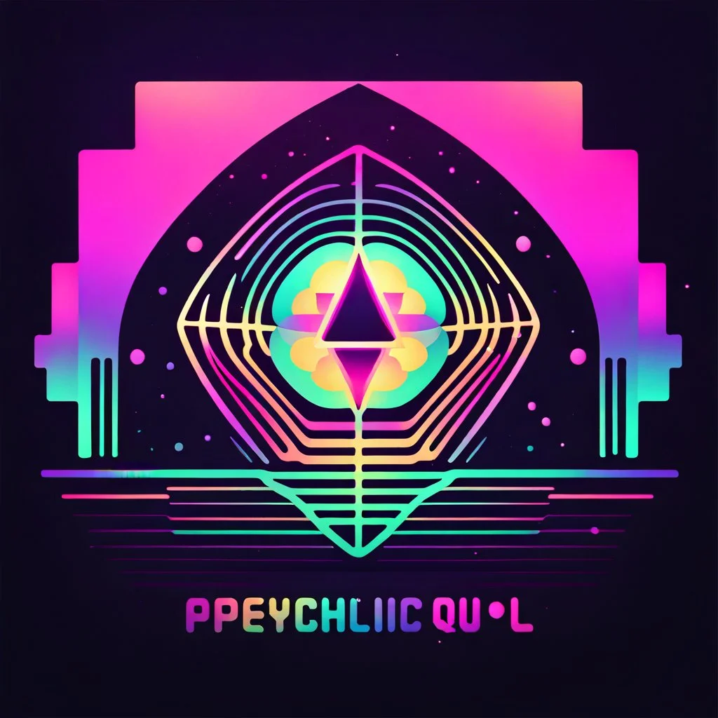 psychedelic quil item logo with minimalistic design, by #insert inspiring brand or artist, 99designs contest winner, retro colors, [shape style] shapes, glitchy effects, vaporwave style, 8-bit graphics, pixelated animation, #insert background color background