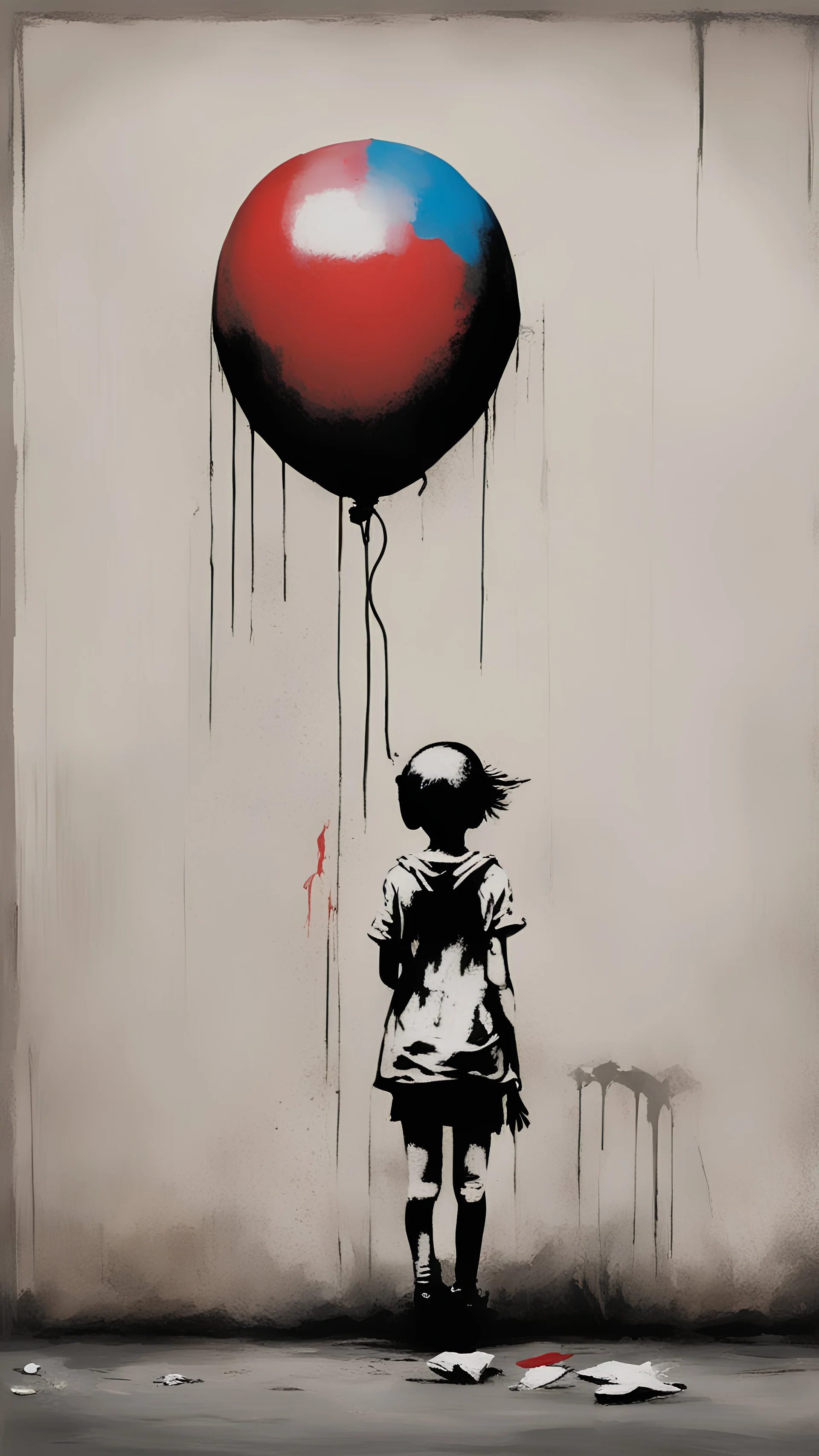 Banksy the girl with the baloon with tootoo