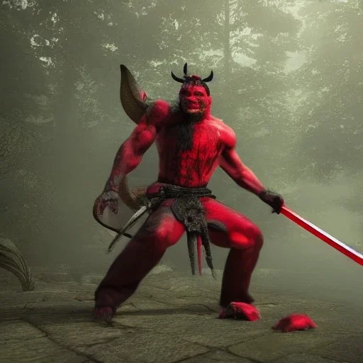 Oni , unreal engine 5 , with bloody katana