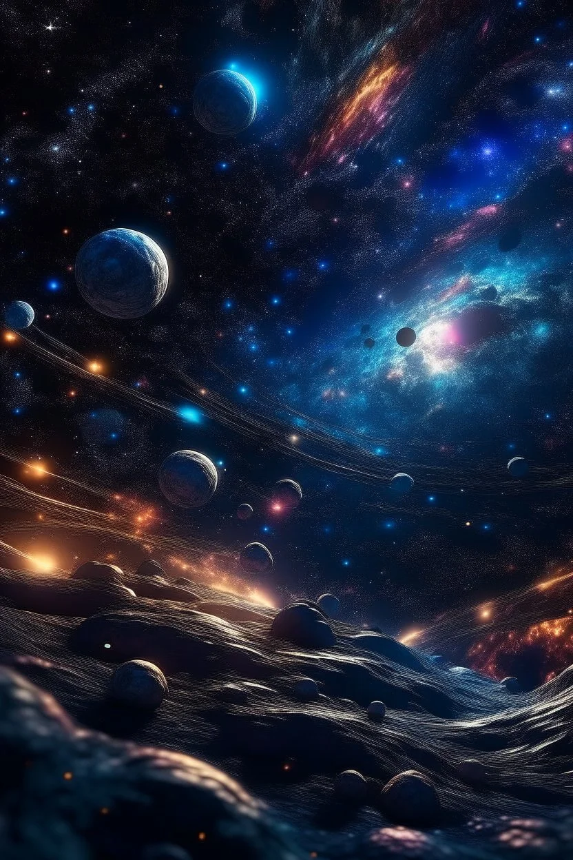 cosmic elements, such as stars and planets, which add to the fantasy-like atmosphere. The background is set against a galaxy background, adding a sense of space and adventure. The photo is taken with a high-resolution 4K camera and a 30-mm lens, allowing for a high degree of detail and clarity. The lighting is bright and even, accentuating the girl's beauty and energy. Overall, the image is a stunning and captivating depiction of the power of cosmic elements and the beauty of female spirituality